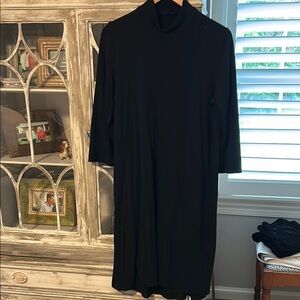J. Jill Black Sheath Dress Mock Neck 3/4 Sleeve, Size Medium